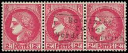 ** Spécialités Diverses - GUERRE COUDEKERQUE Poste N°373 : Cérès 2f. Rose-rouge, BANDE De 3 Surch. COUDEKERQUE, TB, Cert - War Stamps