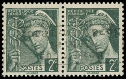 ** Spécialités Diverses - GUERRE COUDEKERQUE Poste N°405 : Mercure, 2c. Vert Foncé, PAIRE Surch. COUDEKERQUE, TB, Certif - War Stamps