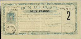 Let ENTIERS POSTAUX - Sage,  5c. Bleu, Bon De Poste N°F13, 2f., TB - Other & Unclassified