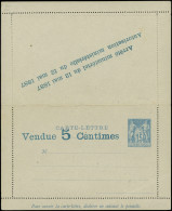 Let ENTIERS POSTAUX - Sage, 15c. Bleu, CL Annonces, N°J34d, Ed. N°3, TTB - Other & Unclassified