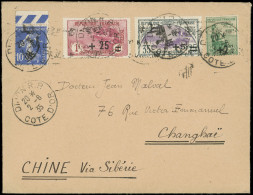 Let LETTRES DU XXe SIECLE - N°163, 166, 168, 279 Obl. Dijon 2/6/35 S. Env., Arr. SHANGHAI, TB - Covers & Documents