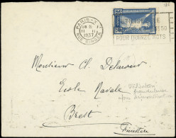 Let LETTRES DU XXe SIECLE - N°186 Obl. Méc. PARIS 11/2/37 S. Env. Pour BREST, Utilisation Frauduleuse Après Démonétisati - Covers & Documents