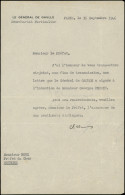 Guerre 1939/1945 - Lettre Dactylographique Du 16/9/48 Signée Du Général De Gaulle Adressée à M. G. Perrin Via Le Préfet - WW II