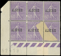 ** ALGERIE 24 : 60c. Violet, BLOC De 6 Cdf, 2 Ex. Impression PARTIELLE, TB - Sonstige & Ohne Zuordnung