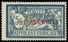 ** ALGERIE 33a : 5f. Bleu Et Chamois, Centre DEPLACE, TB, Certif. Calves, Cote * - Sonstige & Ohne Zuordnung