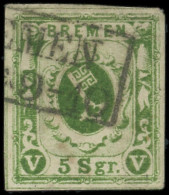 ALLEMAGNE (ANCIENS ETATS) BREME 4 : 5s. Vert, Obl., TB - Bremen