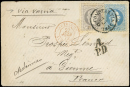 Let LEVANT Bureaux Autrichiens 4 Et 6 : 10s. Bleu Et 25s. Gris Obl. CONSTANTINOPEL 24/6 S. Env. De 1873 Pour La France P - Levante-Marken