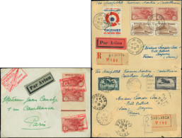 Let 8 Lettres De Poste Aérienne Affrt à Base De Timbres 3e Série Orphelins, Dont Mixte Avec Maroc, Vignettes, Une Env. R - Collections (with Albums)