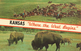 ETATS-UNIS - Kansas - Where The West Begins - Colorisé - Carte Postale - Other & Unclassified