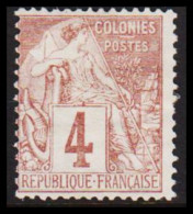 1881-1886. COLONIES FRANCAIS. 4 C COLONIES POSTES. Hinged. - JF537355 - Sonstige & Ohne Zuordnung