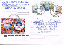 Russia Cover Sent To Lietuva 1-10-2002 With More Topic Stamps - Briefe U. Dokumente