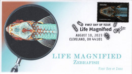 USA 2023 Life Magnified,Zebra Fish,Freshwater,Topical,Aquarium, Pictorial Postmark, FDC Cover (**) - Brieven En Documenten