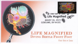 USA 2023 Life Magnified,Dytiscidae, Pictorial Postmark,Diving Beetles, Insect,Arthropoda, FDC Cover (**) - Briefe U. Dokumente