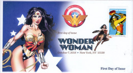 USA 2016 Wonder Woman,Comics,DC,Shield,Superheroine,Princess Diana Of Themyscira, FDC Cover (**) - Briefe U. Dokumente