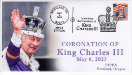 USA 2023 PIPEX,Coronation Of King Charles,Crown,British Throne, Commonwealth Realms, FDC Cover (**) - Lettres & Documents