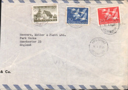 FINLANDE AFFRANCHISSEMENT COMPOSE SUR LETTRE AVION POUR LA FRANCE 1957 - Briefe U. Dokumente