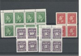 24795) Canada  Collection Block Postage Due Perforation Fold - Verzamelingen