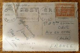 Par Avion - Flamme Athina Avion 28.08.1953, Poste Aérienne PA - Aix En Othe - Lettres & Documents