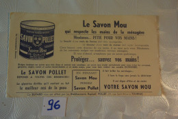 C96 Ancien Carton Publicitaire Le SAVON POLLET TOURNAI - Buvard - Perfumes & Belleza