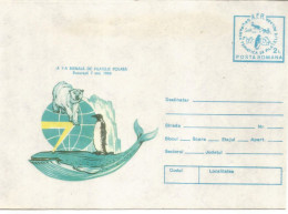 ANTARTIDA ANTARCTIC RUMANIA ENTERO POSTAL FAUNA BALLENA PIBGÜINO OSO BEAR WHALE - Faune Antarctique