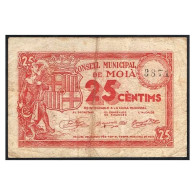 C0008# España 1936-39 [BLL] 25 Cts. Ayuntamiento De Moià (F) - 1-2 Pesetas