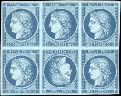 (*) 3 - Essai Du 20c. En Bleu Foncé S/bleu. Bloc De 4 Avec Tête-bêche. Tirage Fin. SUP. RR. - 1849-1850 Ceres