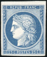 (*) 4 - Essai Du 25c. En Bleu Foncé. Papier Mince. TB. - 1849-1850 Ceres