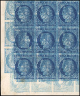 (*) 4 - Essai Du 25c. En Bleu Avec Tête-Bêche Dans Un Bloc De 9. Triple Impression. CdeF. Tête-bêche En Position 131 Du  - 1849-1850 Ceres