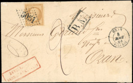 Obl. 21 - 10c. Bistre Obl. GC 5051 S/lettre Locale Frappée Du CàD D'ORAN - ALGERIE Du 8 Août 1864. Cachet Encadré BM Et  - 1862 Napoléon III.