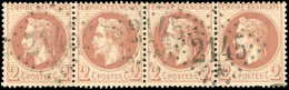 Obl. 26B - 2c. Rouge-brun. Bande De 4. Obl. GC 2145. SUP. - 1863-1870 Napoléon III Lauré