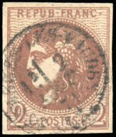 Obl. 40Bc - 2c. Chocolat Foncé. Report 2. Obl. TB. RR. - 1870 Emission De Bordeaux