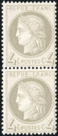 ** 52 - Paire Verticale Du 4c. Gris. SUP. - 1871-1875 Ceres