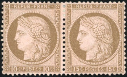 (*) 55c - Erreur Du 10c. Brun-rose Tenant à 15c. SUP. R. - 1871-1875 Cérès