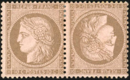 * 58c - 10c. Brun S/rose. Paire Tête-Bêche. TB. - 1871-1875 Ceres