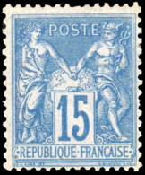* 90a - 15c. Bleu S/bleu. TB. - 1876-1878 Sage (Typ I)