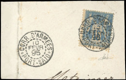 Obl. 101 - 15c. Bleu Obl. S/petit Fragment Frappé Du CàD Du CORR. D'ARMEES - PORT-SAID Du 10 Février 1895. SUP. - 1876-1878 Sage (Typ I)