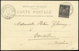 Obl. 103 - 10c. Noir S/lilas Obl. S/carte Postale Frappée Du Cachet Perlé De DARDANELLES - TURQUIE Du 17 Septembre 1901  - 1876-1878 Sage (Typ I)