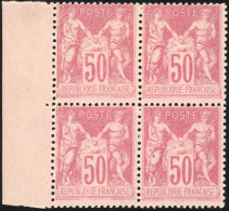 * 104 - 50c. Rose. Bloc De 4. Bord De Feuille. Paire Inférieure **. TB. - 1876-1878 Sage (Typ I)