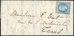 Obl. 29 - Pli Confié Du VICTOR HUGO. 20c. Laurés Obl. GC 3997, S/lettre Manuscrite Du 13 Octobre à Destination De TOURS. - War 1870