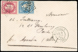 Obl. 32+45 - 80c. Lauré + 20c. Bordeaux Obl. GC2240 S/lettre Frappée Du CàD De MARSEILLE Du 5 Janvier 1871 à Destination - Guerre De 1870