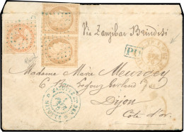 Obl. 5+22x2 - 40c. Vermillon + Paire Du 15c. Bistre Obl. Cachet Muet En Bleu S/lettre En Provenance Du Tribunal De NOSSI - Autres & Non Classés