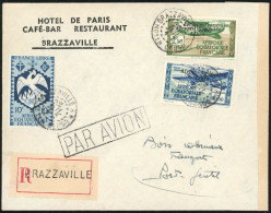 Obl. 15b+18 - + Poste 142. 2F.50 Vert Et Brun, Double Surcharge + 6F.50 Bleu Et Vert + 10c. Bleu-gris Obl. S/lettre Reco - Andere & Zonder Classificatie