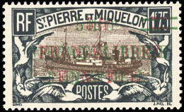 ** 245D - 5F. S/1F.75 Noir Et Brun. Triple Surcharge "FRANCE LIBRE F.N.F.L." : 1 Rouge Et 2 Vertes. SUP. RR. - Other & Unclassified