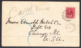 Canada Cover, Garson Creek Oct 7th ??, A1 Broken Circle Postmark, To Arnold Watch Co. Chicago USA - Covers & Documents