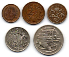 AUSTRALIA, Set Of Five Coins 1, 2, 5, 10, 20 Cents, Bronze, Copper-Nickel, Year 1973-78, KM # 62, 63, 64, 65, 66 - Ohne Zuordnung