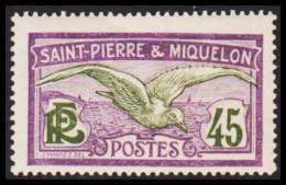 1909-1917. SAINT-PIERRE-MIQUELON. Seagull 45 C. Hinged.  (Michel 84) - JF537376 - Brieven En Documenten
