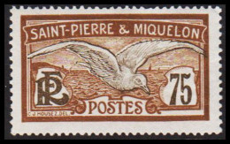 1909-1917. SAINT-PIERRE-MIQUELON. Seagull 75 C. Hinged.  (Michel 86) - JF537377 - Cartas & Documentos