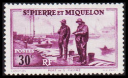 1938. SAINT-PIERRE-MIQUELON. Fishermen 30 C. Hinged.  (Michel 178) - JF537378 - Cartas & Documentos