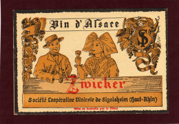 ÉTIQUETTE Ancienne De VIN  D' ALSACE - ZMICKER - Société Coopérative Vinicole De SIGOLSHEIM . Haut Rhin . 68 - Riesling