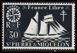 1942. SAINT-PIERRE-MIQUELON. Fisher Boat From Malo 30 C. Hinged.  - JF537386 - Lettres & Documents